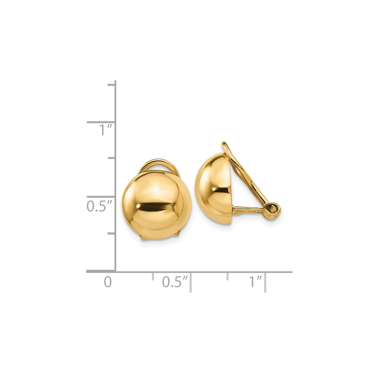 14k Yellow Gold Dome Clip-On Earrings, Polished Finish, Vintage Inspired Design