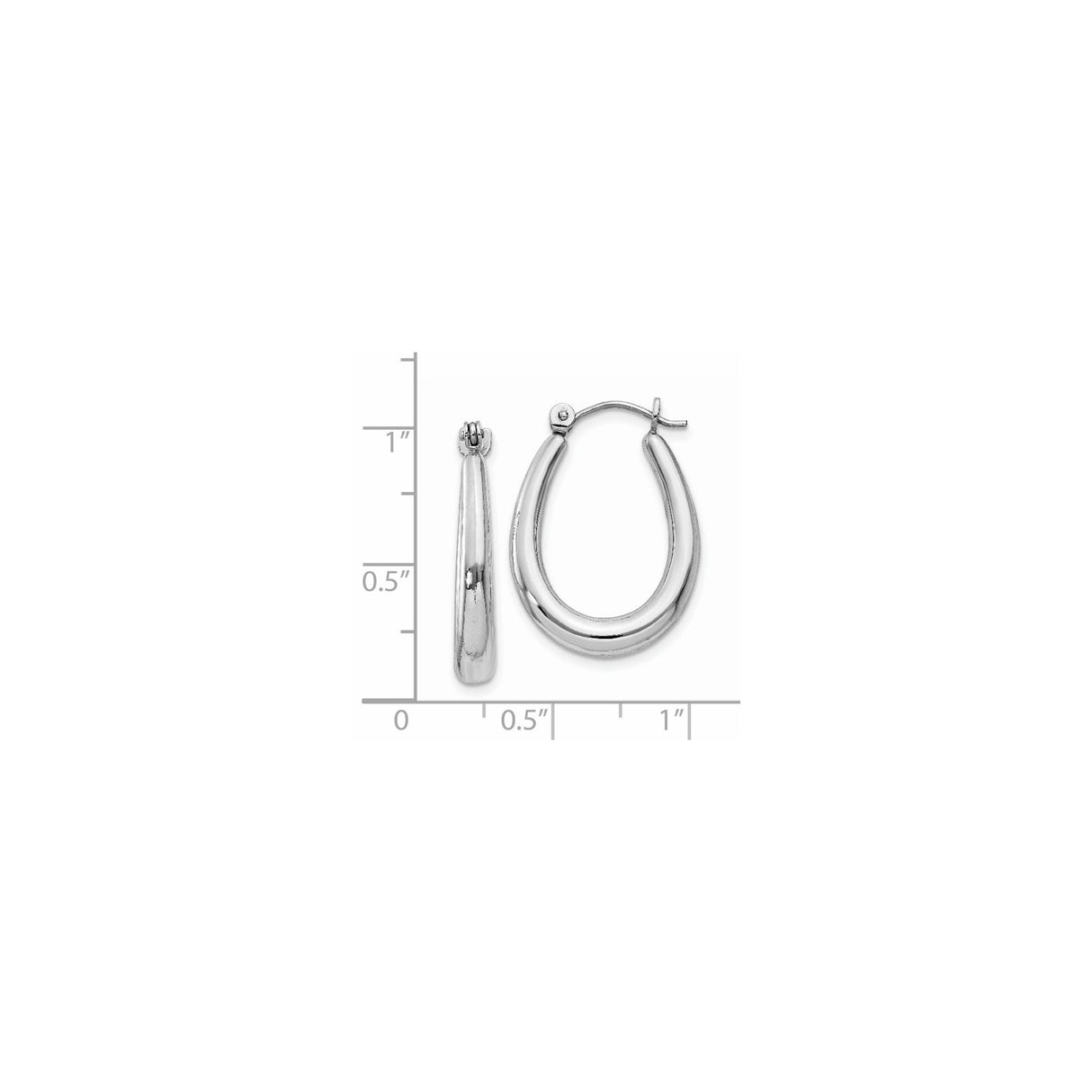 14k White Gold Tapered Hoop Earrings with Polished Teardrop Shape, Modern Minimalist Design