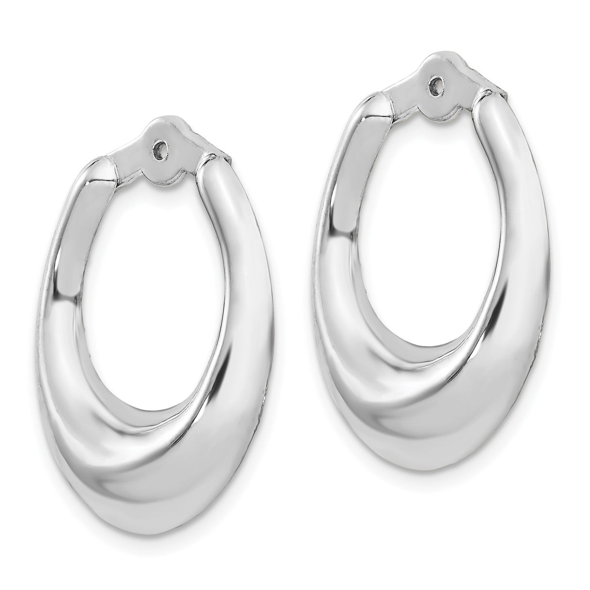14k White Gold Hoop Earrings, Sleek Curved Design, Polished Minimalist Style for Women