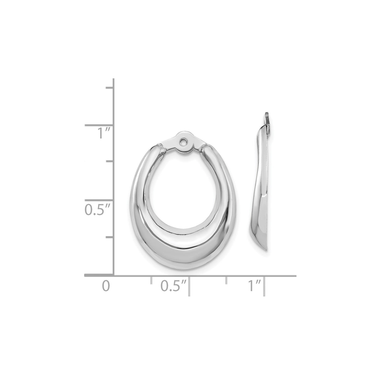 14k White Gold Hoop Earrings, Sleek Curved Design, Polished Minimalist Style for Women