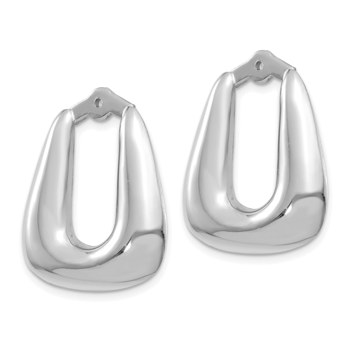 14k White Gold Teardrop Hoop Earrings, Modern Polished Open Design for Women
