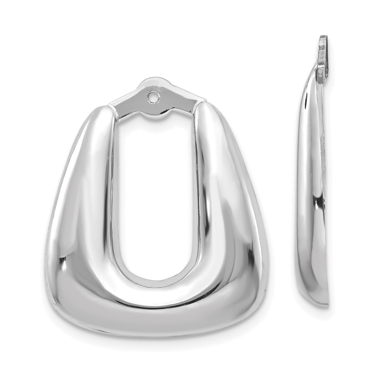 14k White Gold Teardrop Hoop Earrings, Modern Polished Open Design for Women