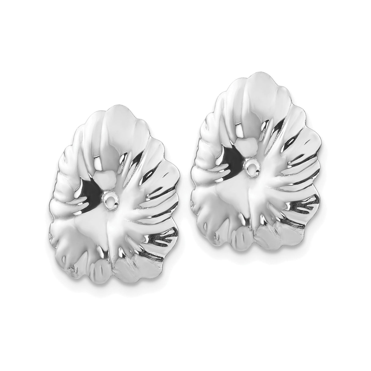 14k White Gold Flower Slide Charm, Polished Hibiscus Blossom Spacer for Bracelet or Necklace