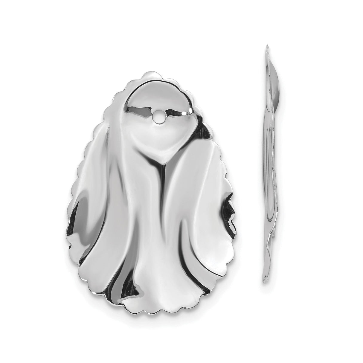 14k White Gold Virgin Mary Pendant, Oval Religious Medallion for Women and Men