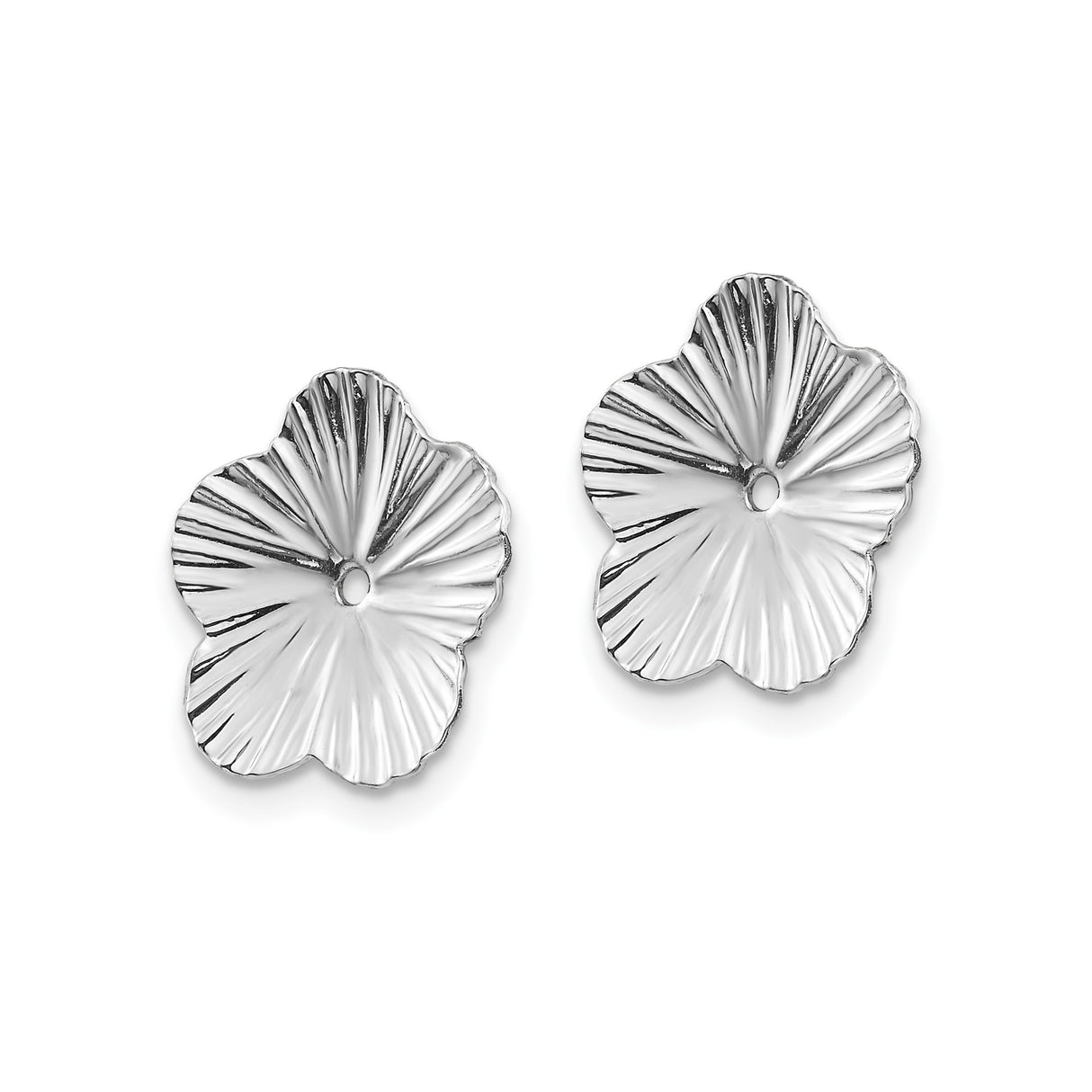 14k White Gold Flower Bead Cap with Five Petal Floral Design for Jewelry Making