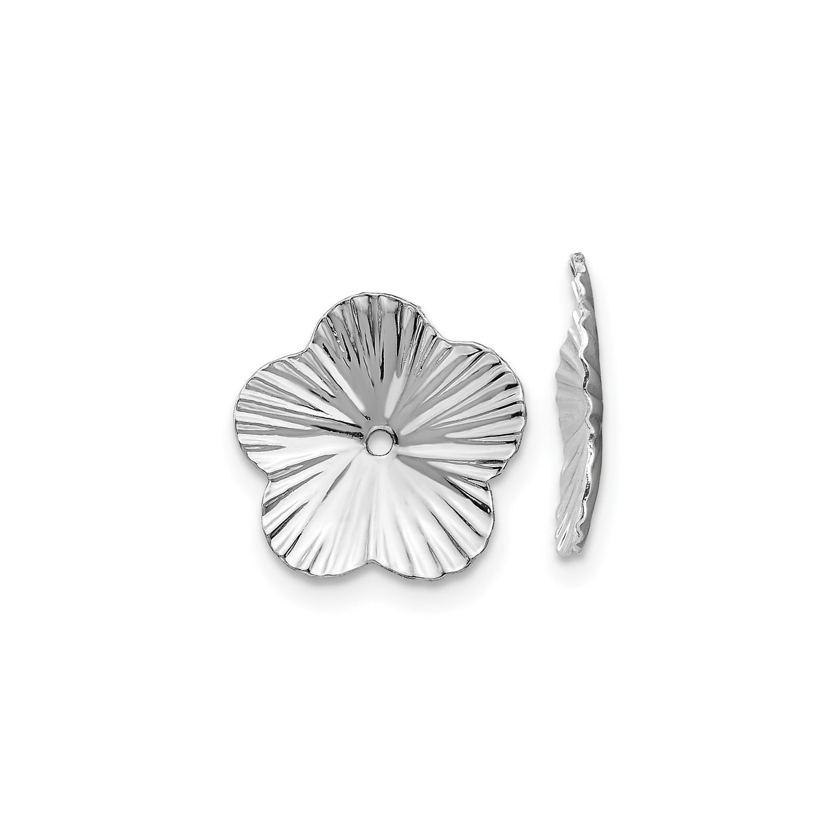14k White Gold Flower Bead Cap with Five Petal Floral Design for Jewelry Making