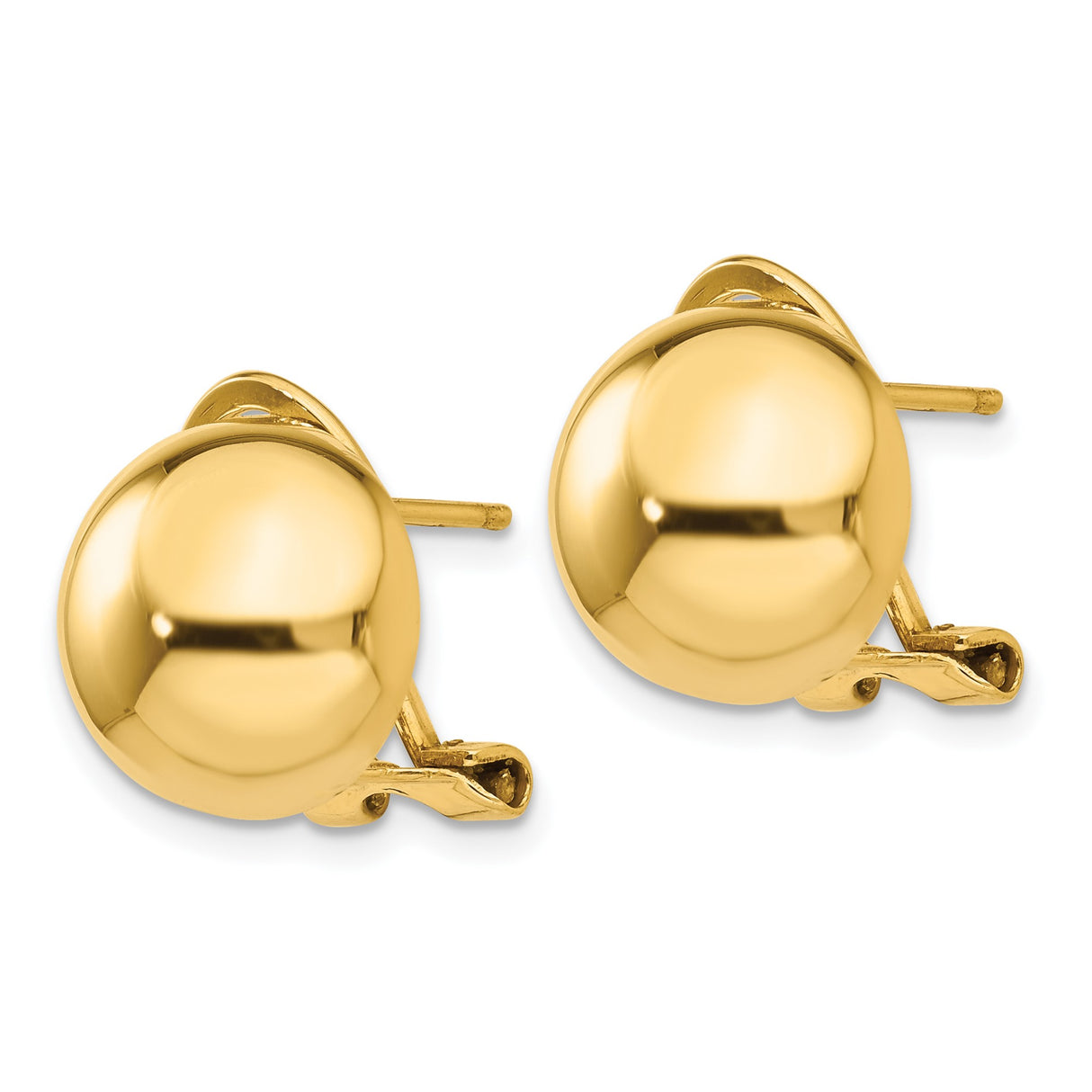 14k Yellow Gold Dome Stud Earrings, High-Polish Rounded Ball Design, Minimalist Style for Women