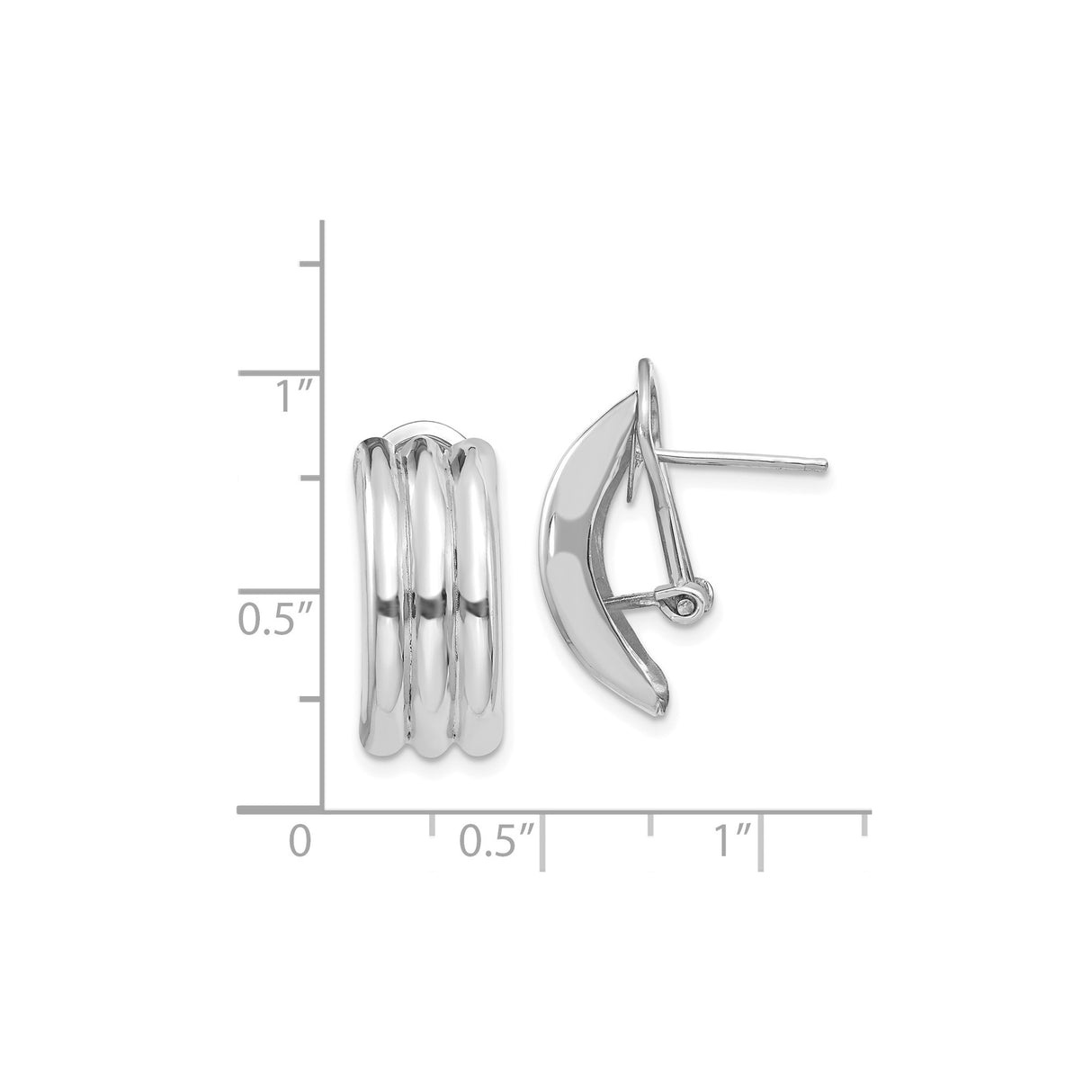 14k White Gold Triple Hoop Earrings, Polished Finish, Modern Layered Minimalist Style for Women