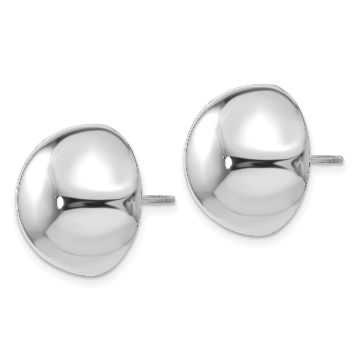 14k White Gold Dome Stud Earrings, Minimalist Round Button Style for Women