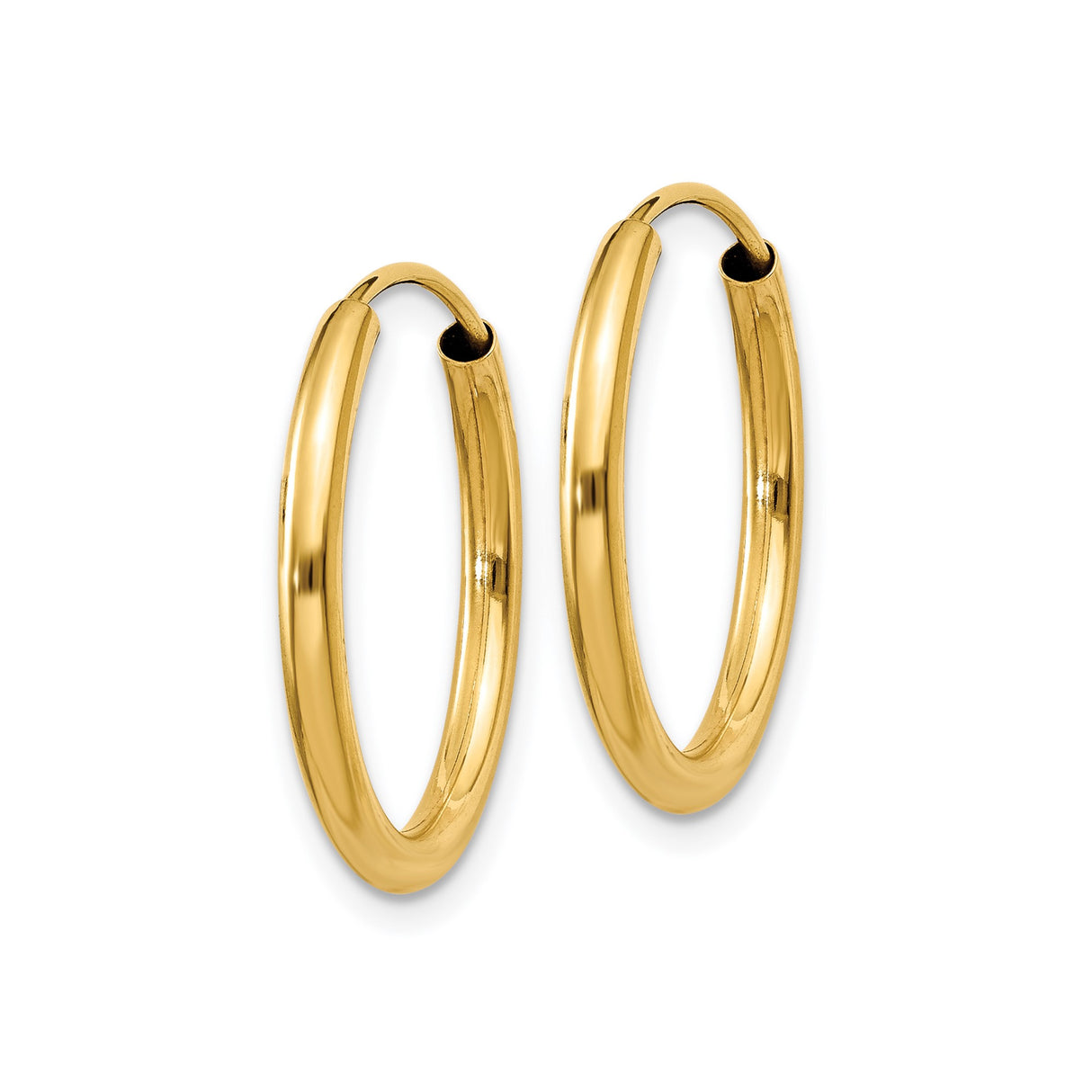 14k Yellow Gold Hoop Earrings, Seamless Latch Closure, Polished Minimalist Round Hoops for Women