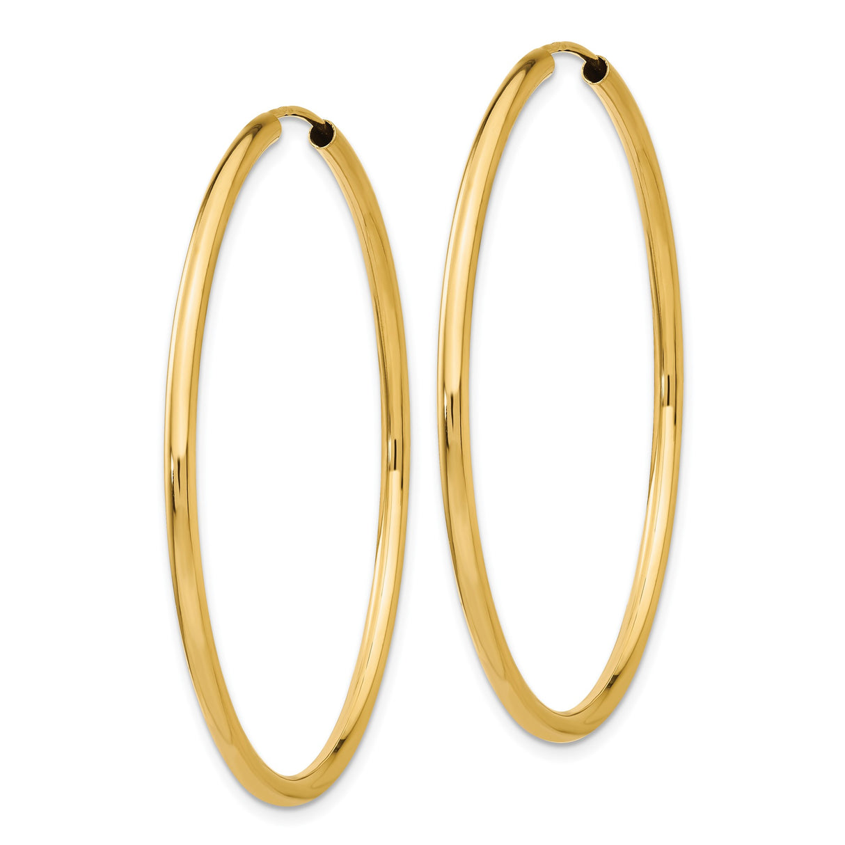 14k Yellow Gold Hoop Earrings, Large Round Polished Design, Classic Timeless Style for Women