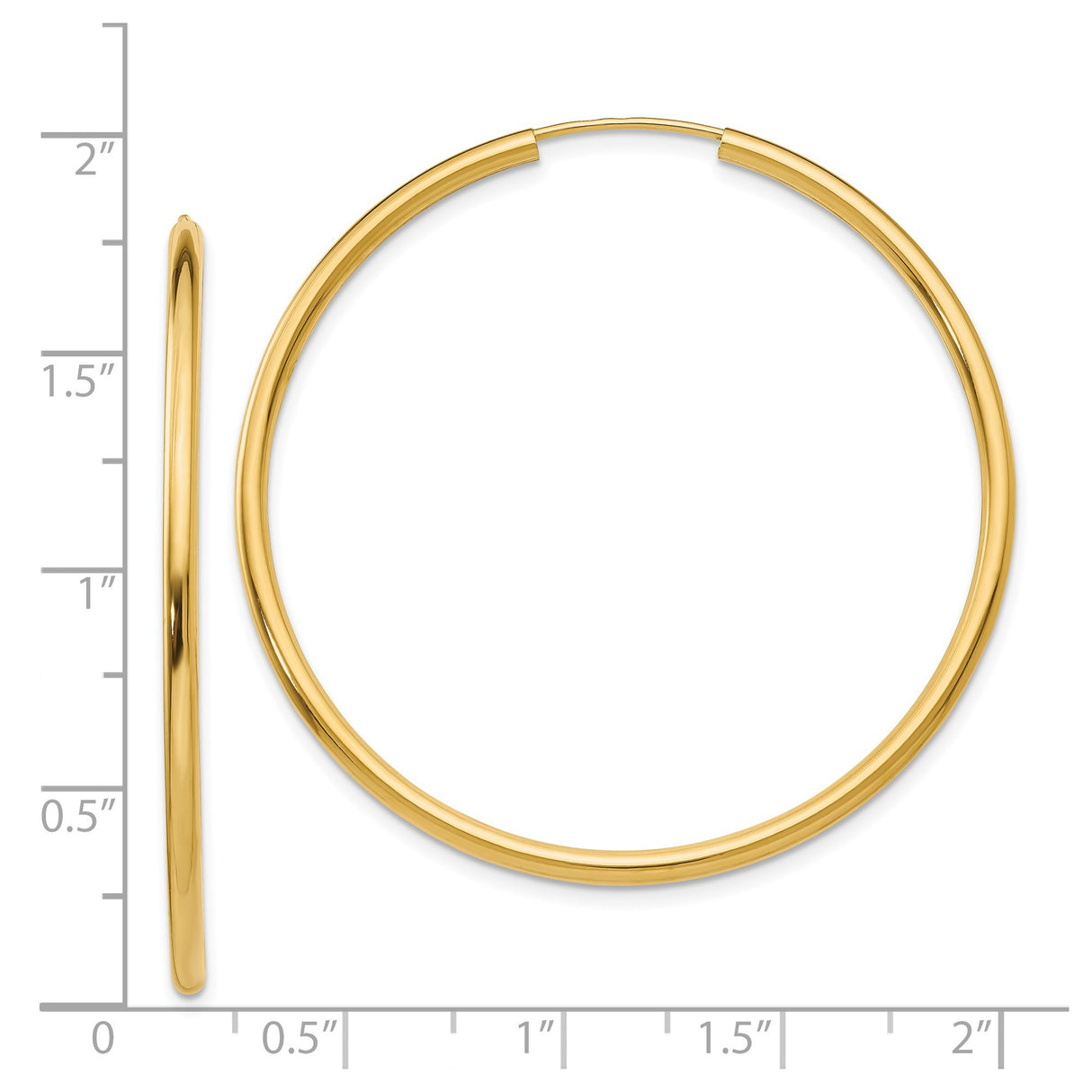 14k Yellow Gold Hoop Earrings, Large Round Polished Design, Classic Timeless Style for Women