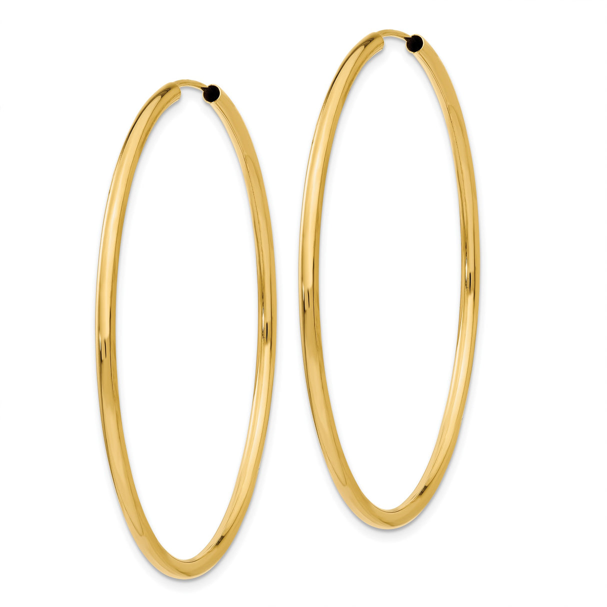 14k Yellow Gold Hoop Earrings, Classic Polished Round Design, Lightweight Medium Size