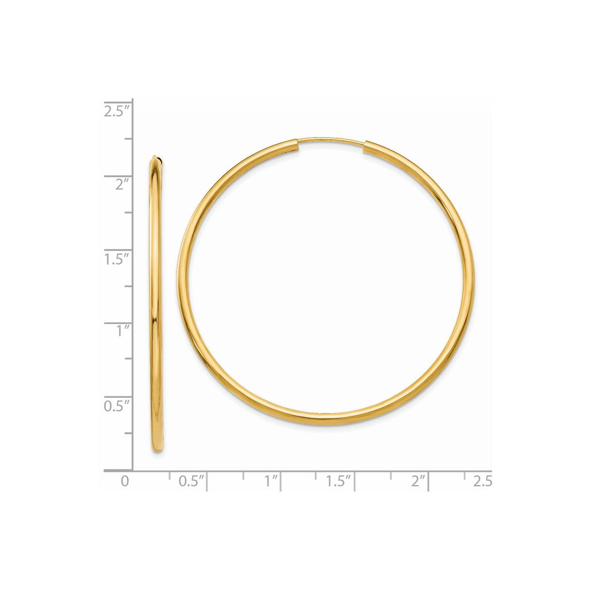 14k Yellow Gold Hoop Earrings, Classic Polished Round Design, Lightweight Medium Size