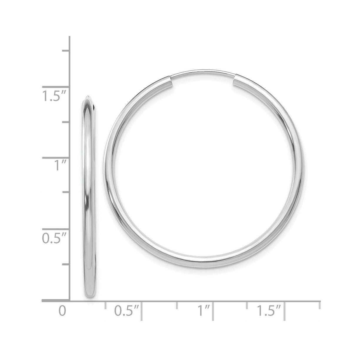 14k White Gold Hoop Earrings, Polished Minimalist Design, Lightweight Everyday Jewelry for Women