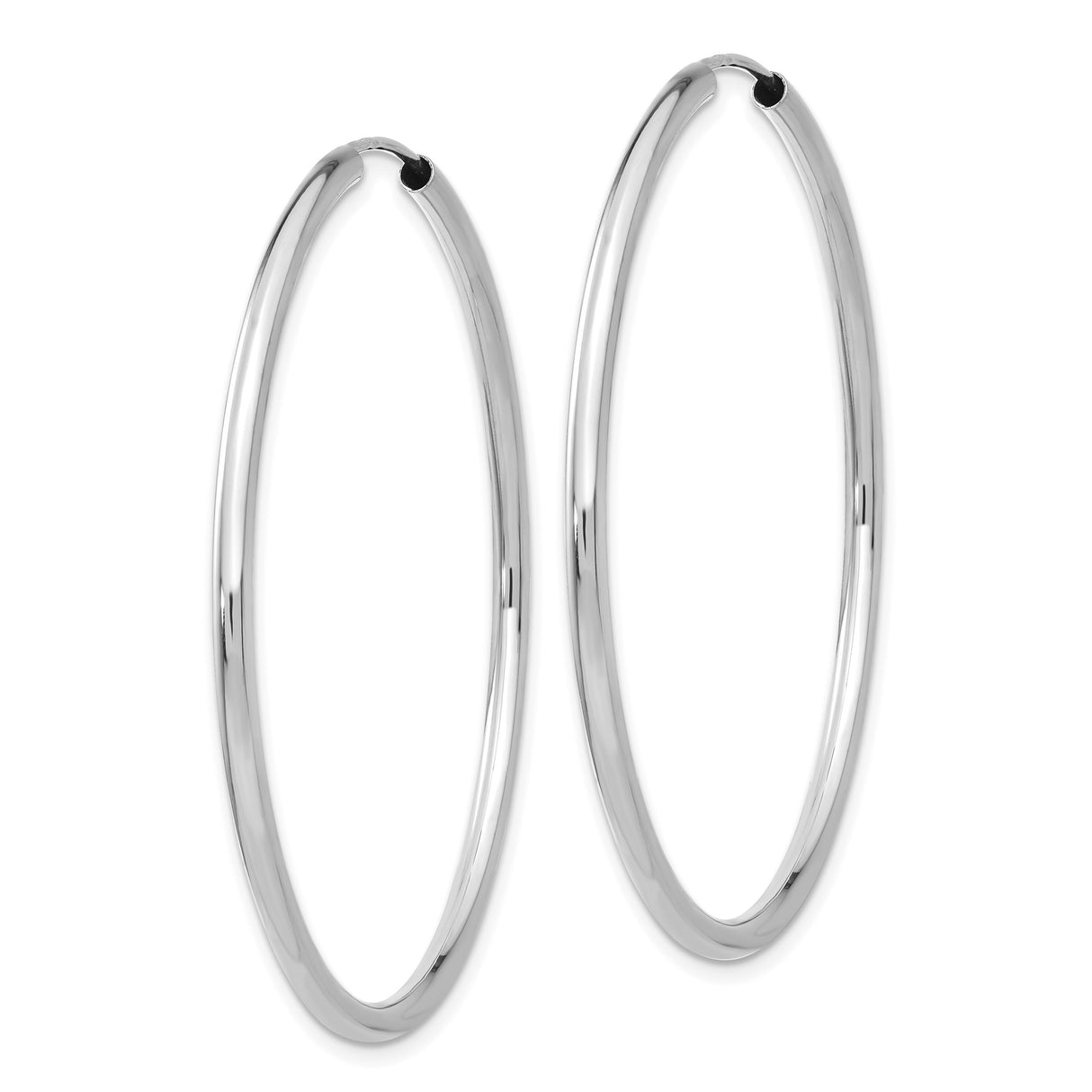 14k White Gold Hoop Earrings, Polished Round Minimalist Design for Women
