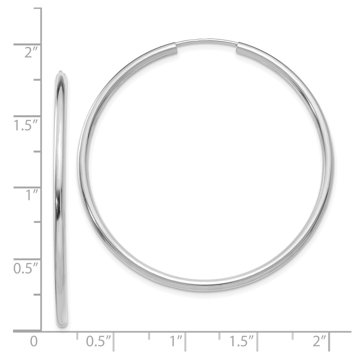 14k White Gold Hoop Earrings, Polished Round Minimalist Design for Women