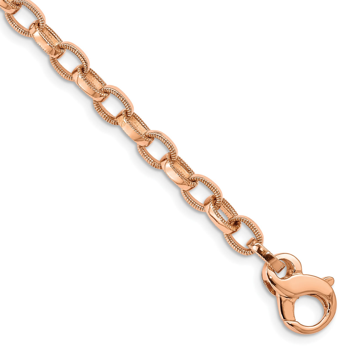 14K Rose Gold 5 mm Polished Chain Bracelet, Solid alternate angle