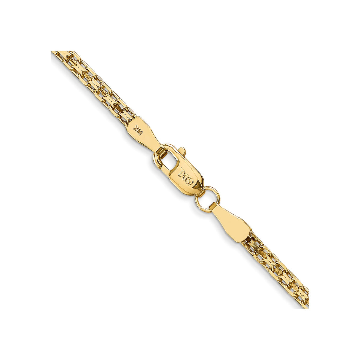 14K Yellow Gold 1.8 mm Polished Chain Necklace, Solid alternate angle