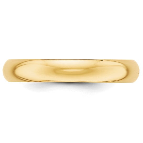 14K Yellow Gold Solid Half Round Domed Wedding Band With 4mm Width Timeless