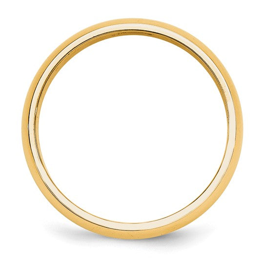 14K Yellow Gold Half Round Wedding Band, Solid 5mm, Classic Domed Ring