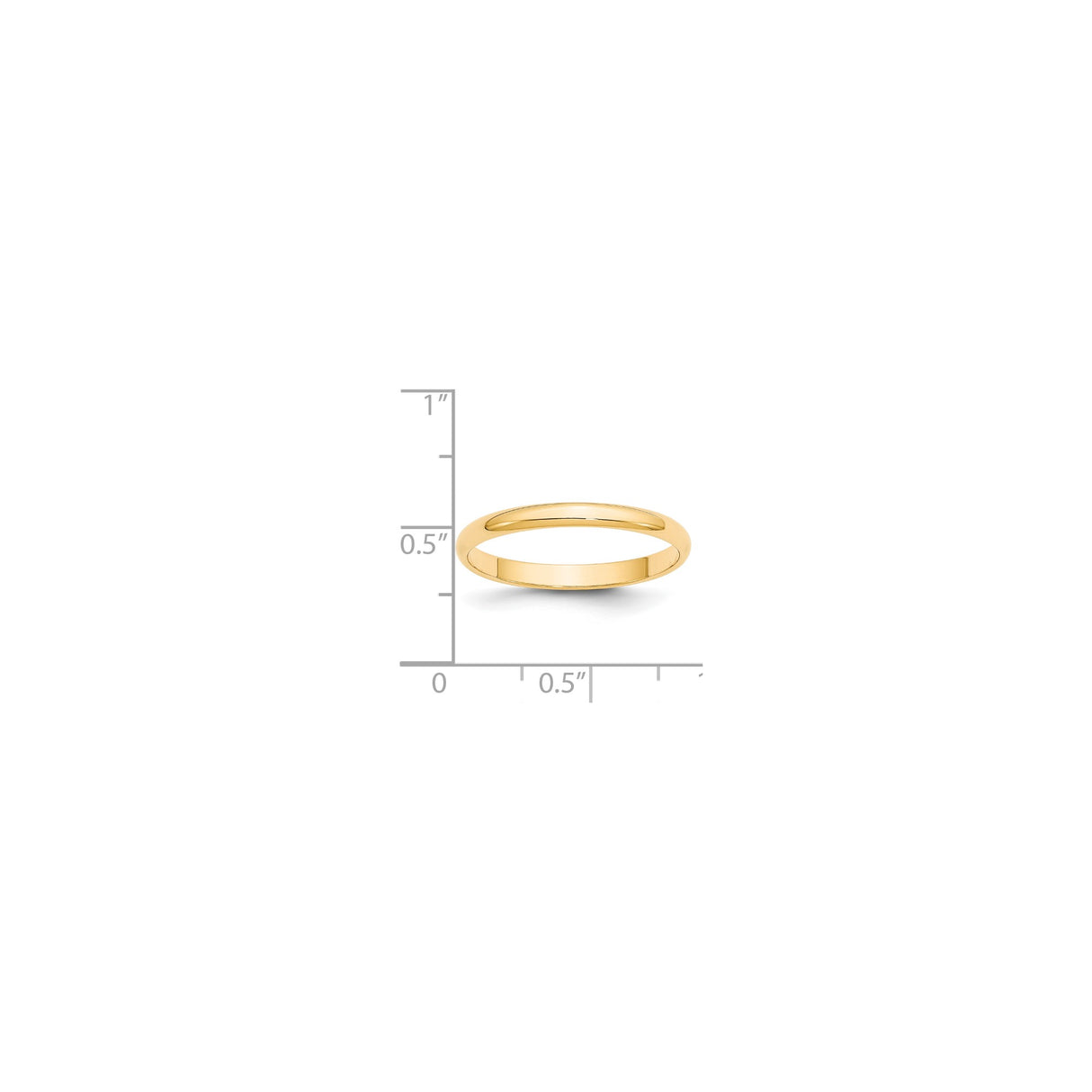 14k Yellow Gold Domed, Lightweight wedding band ring shown for scale