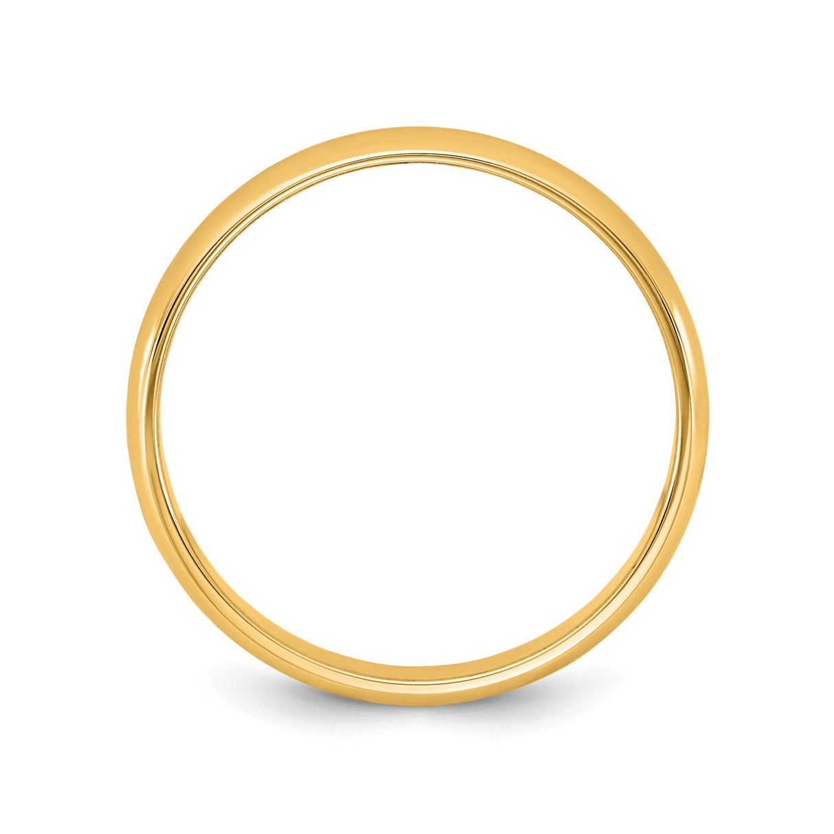 14k Yellow Gold Domed, Lightweight wedding band ring alternate angle