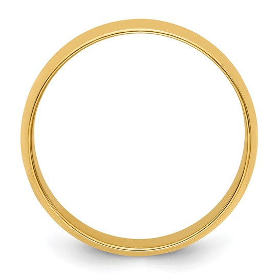 14K Yellow Gold Half-Round Domed Wedding Band, Lightweight 7mm Solid Ring