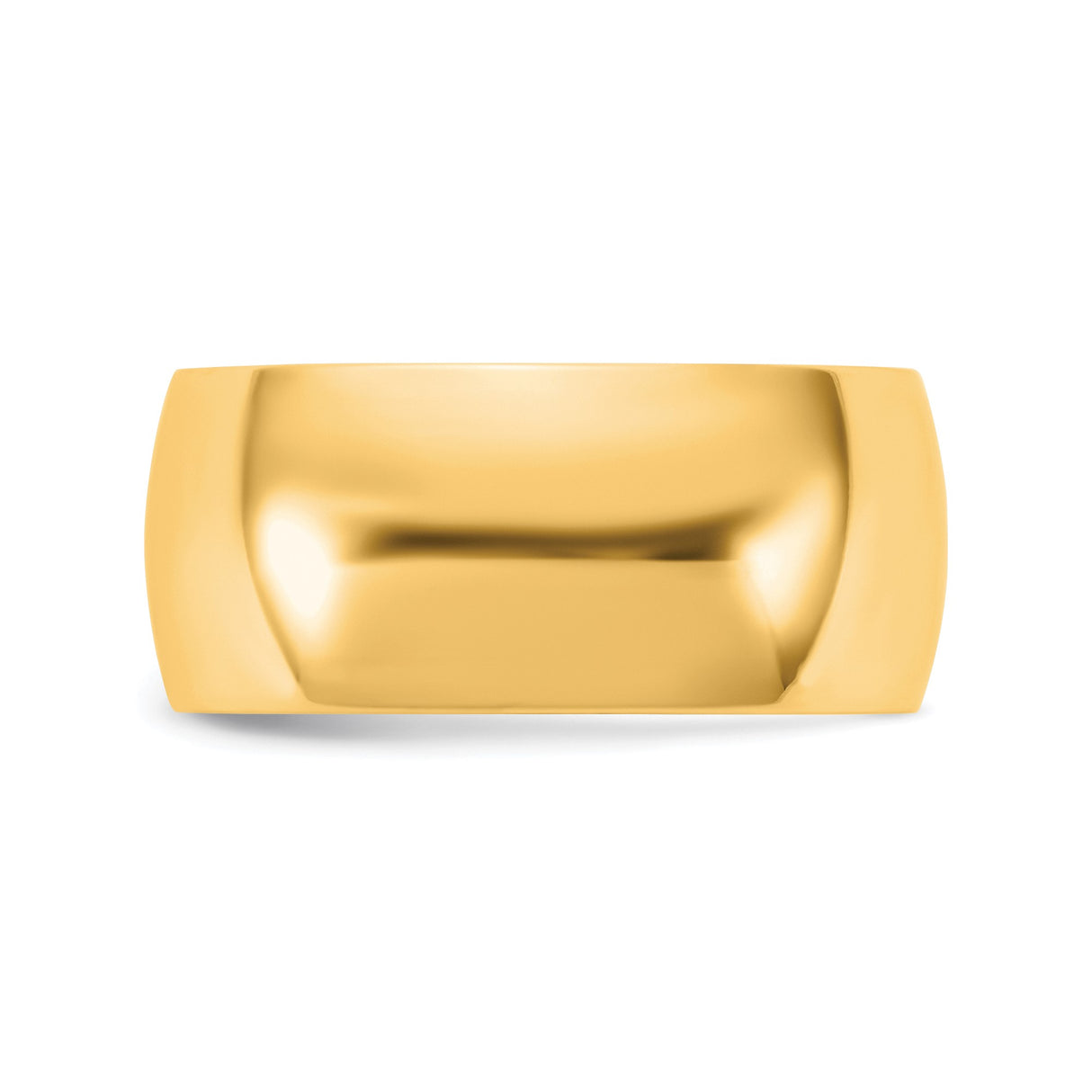 14k Yellow Gold Domed, Lightweight wedding band ring detail view
