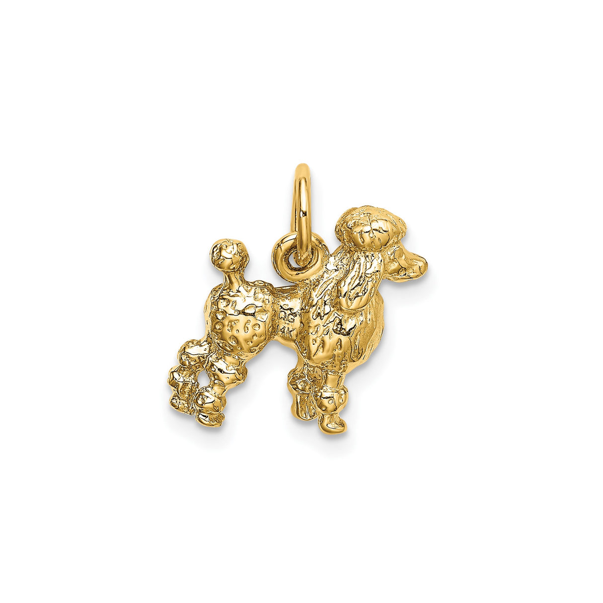 14k Yellow Gold Poodle Charm Pendant, Detailed Dog Design, Animal Pet Lover Jewelry