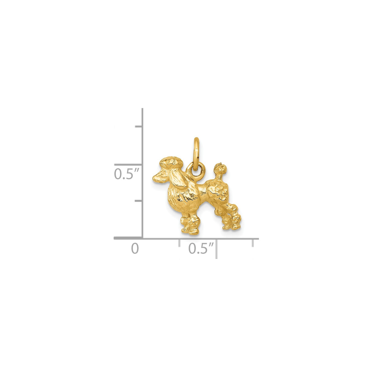 14k Yellow Gold Poodle Charm Pendant, Detailed Dog Design, Animal Pet Lover Jewelry