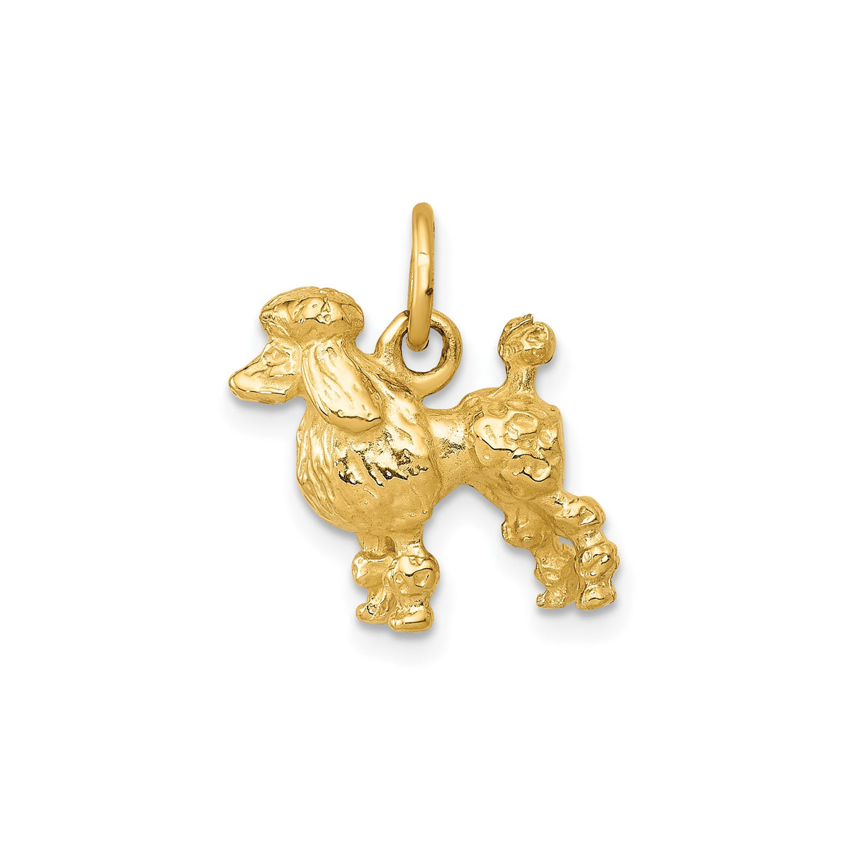 14k Yellow Gold Poodle Charm Pendant, Detailed Dog Design, Animal Pet Lover Jewelry