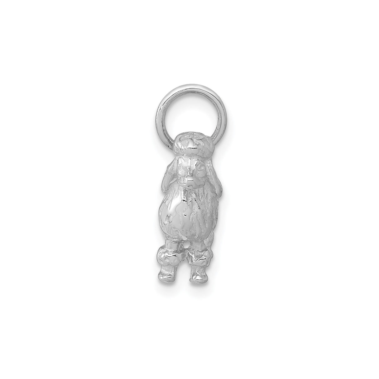 14k White Gold Poodle Dog Charm Pendant, 3D Pet Design for Women
