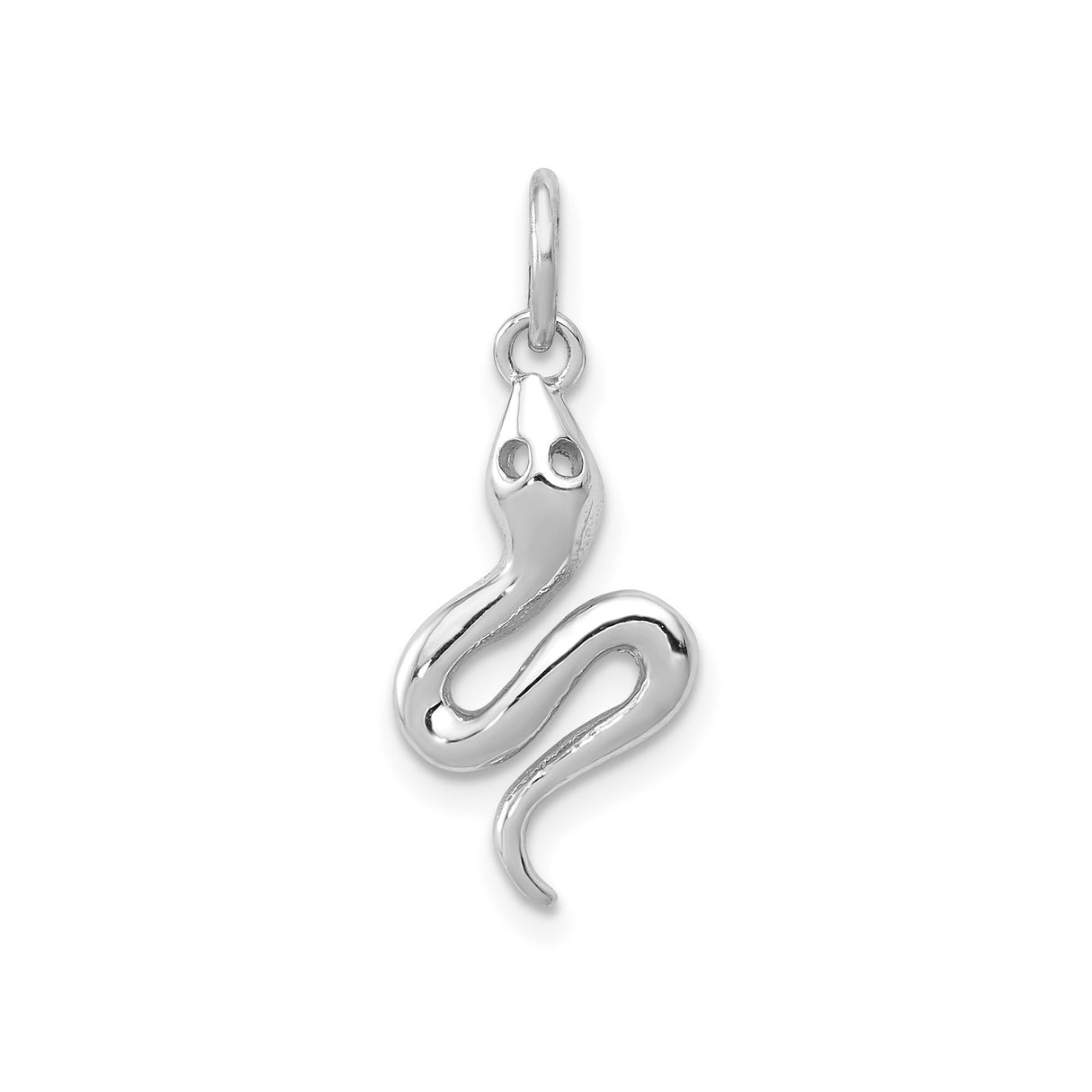 14k White Gold Snake Pendant, Curved Serpent Charm, Minimalist Gothic or Boho Style for Women