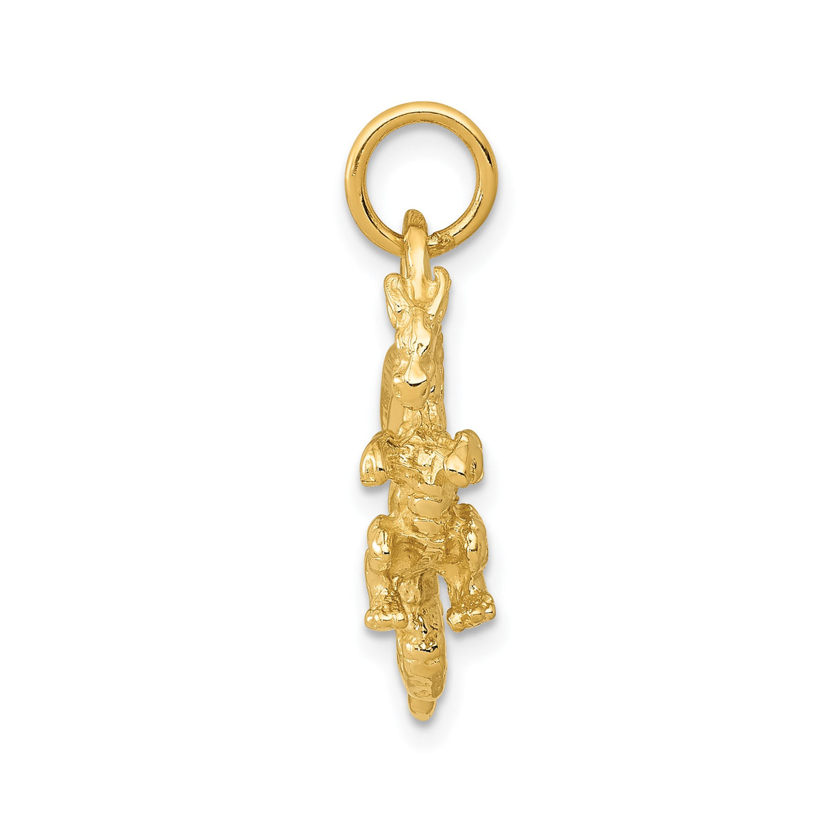 14k Yellow Gold Dragon Pendant, Winged Mythical Creature Symbol of Power and Protection