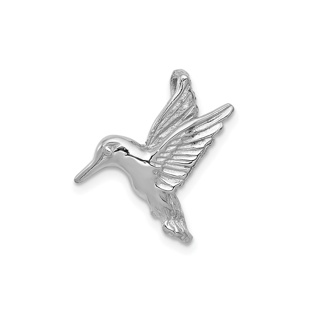 14k White Gold Hummingbird Pendant, Flying Bird Design, Nature-Inspired Charm for Women