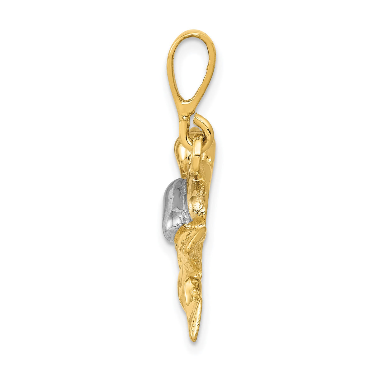 14k Two-Tone Gold Scuba Diver Pendant with Flippers and Tank, Nautical Marine Charm