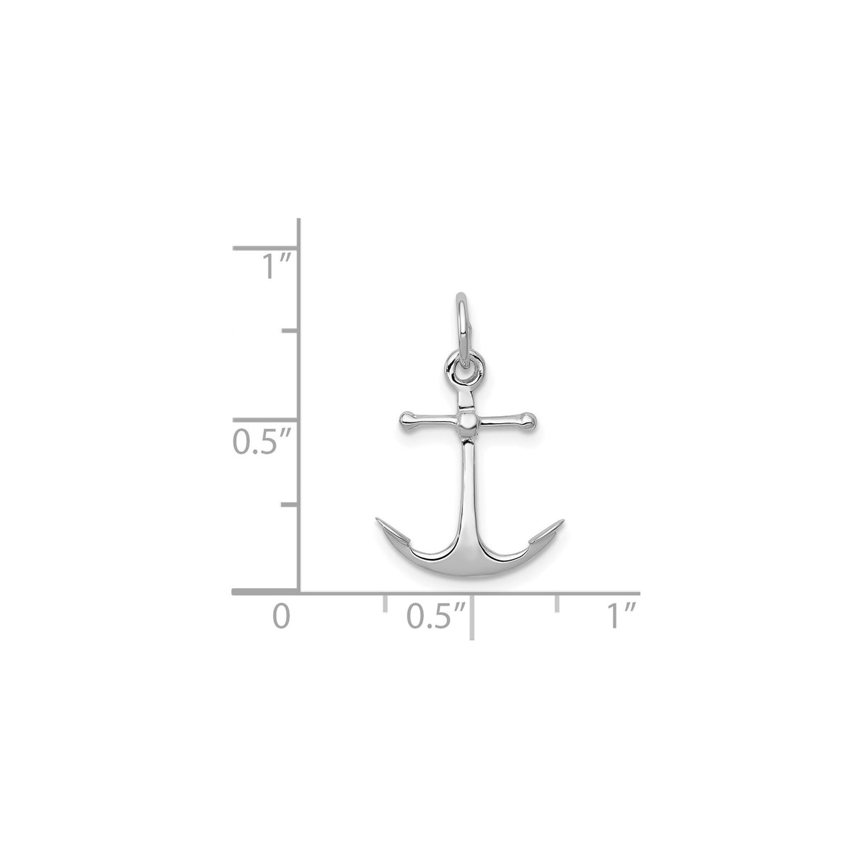 14k White Gold Anchor Pendant, Polished Nautical Symbol of Faith and Hope