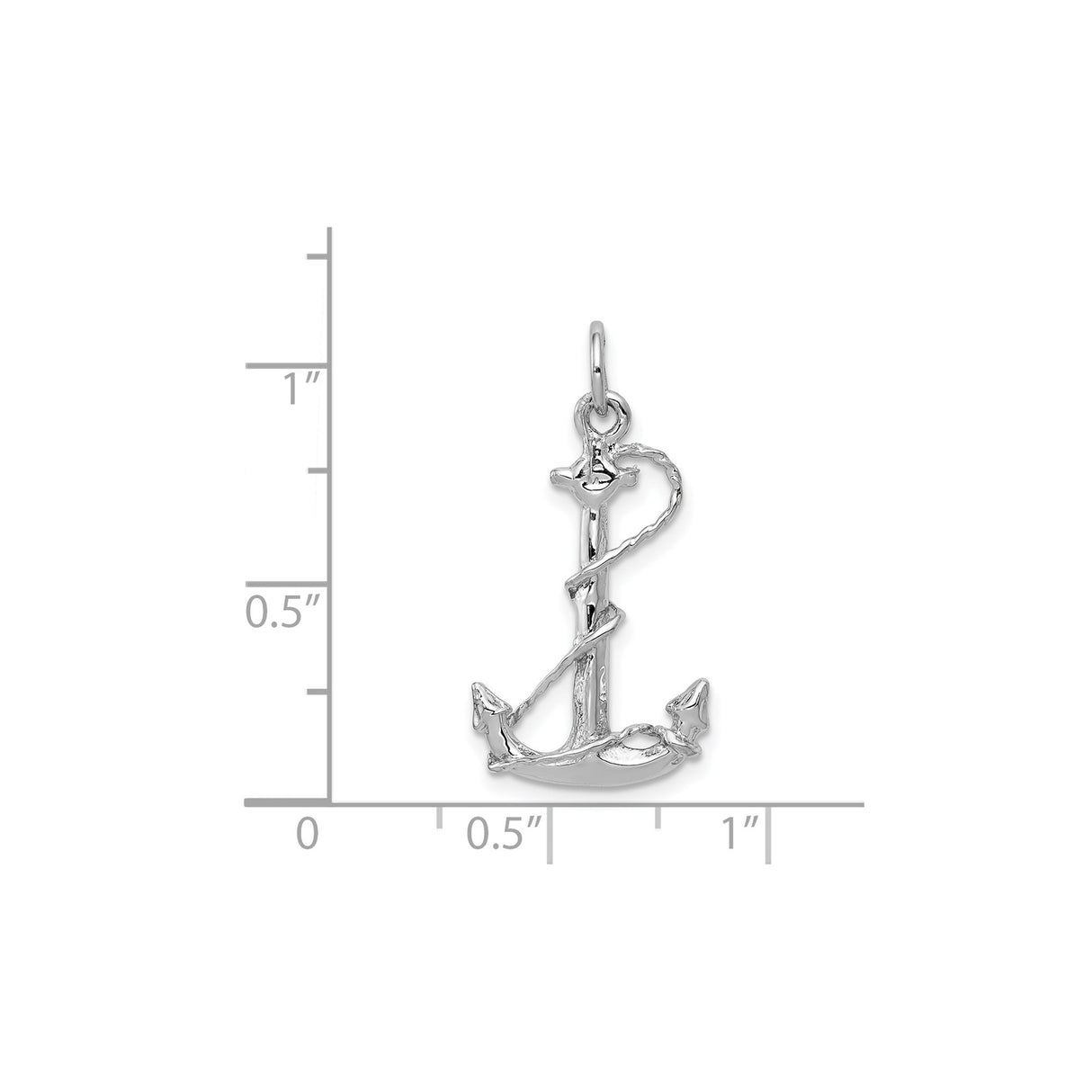 14k White Gold Anchor Pendant with Wrapped Rope Design, Nautical Faith and Strength Symbol