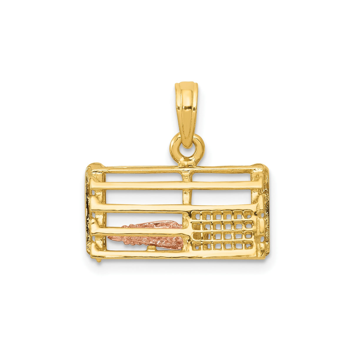 14k Two-Tone Gold Baseball Dugout Pendant with Rose Gold Glove and Ball Detail