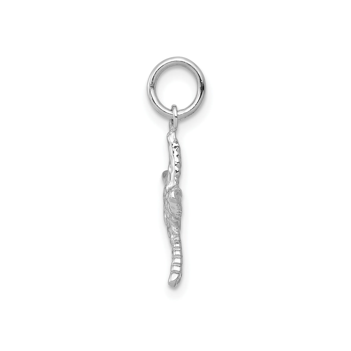 14k White Gold Starfish Pendant, Textured Nautical Marine Charm, Ocean-Inspired Design