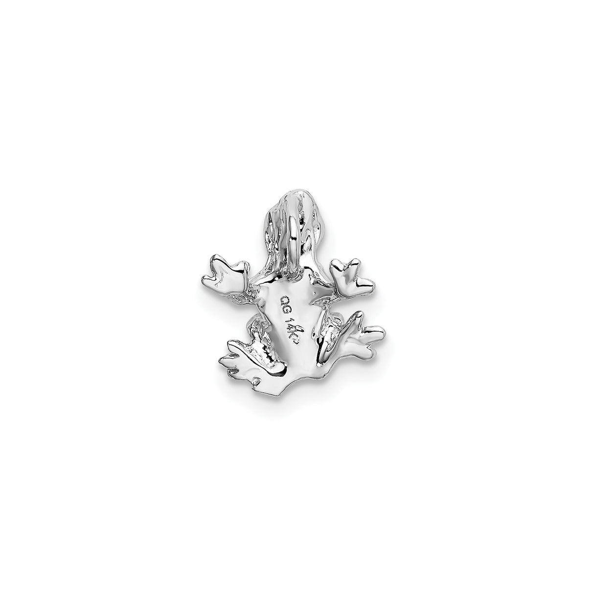 14k White Gold Frog Charm Pendant with Detailed 3D Design, Nature-Inspired Animal Jewelry