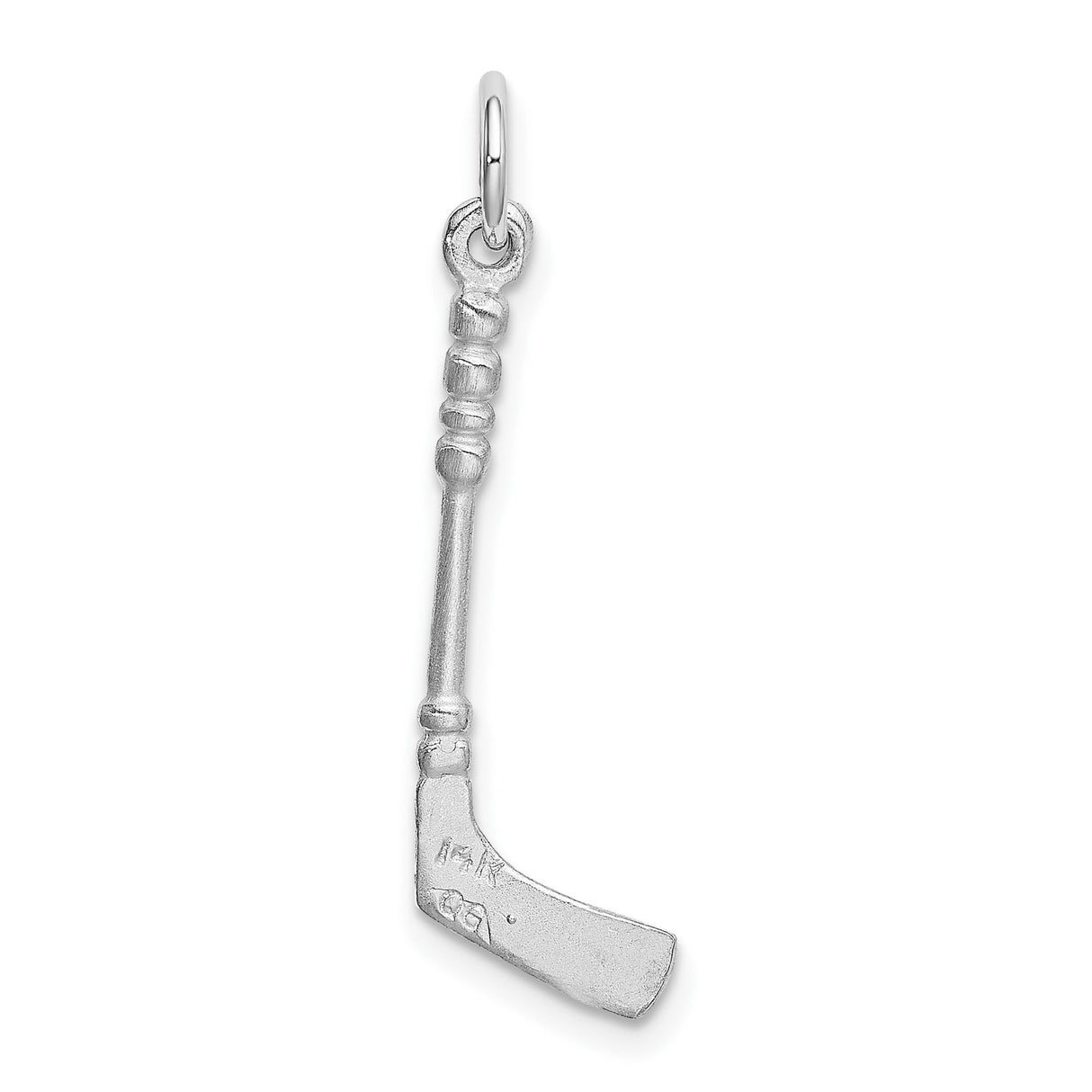 14k White Gold Hockey Stick with Puck Pendant, Unisex Sports Jewelry for Ice Hockey Fans