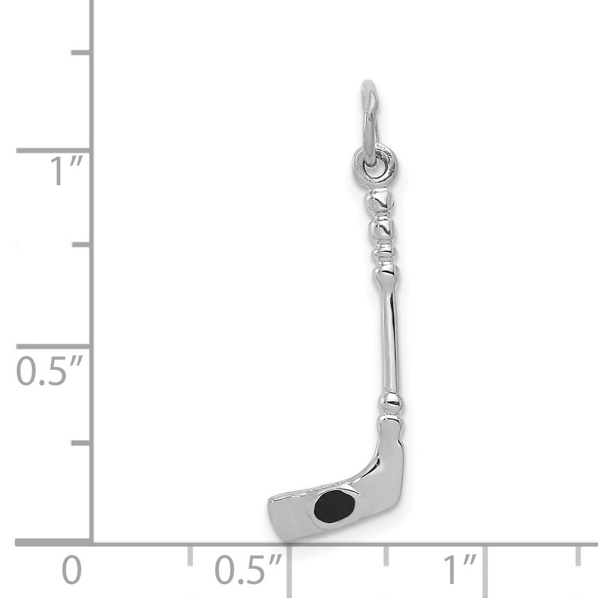 14k White Gold Hockey Stick with Puck Pendant, Unisex Sports Jewelry for Ice Hockey Fans