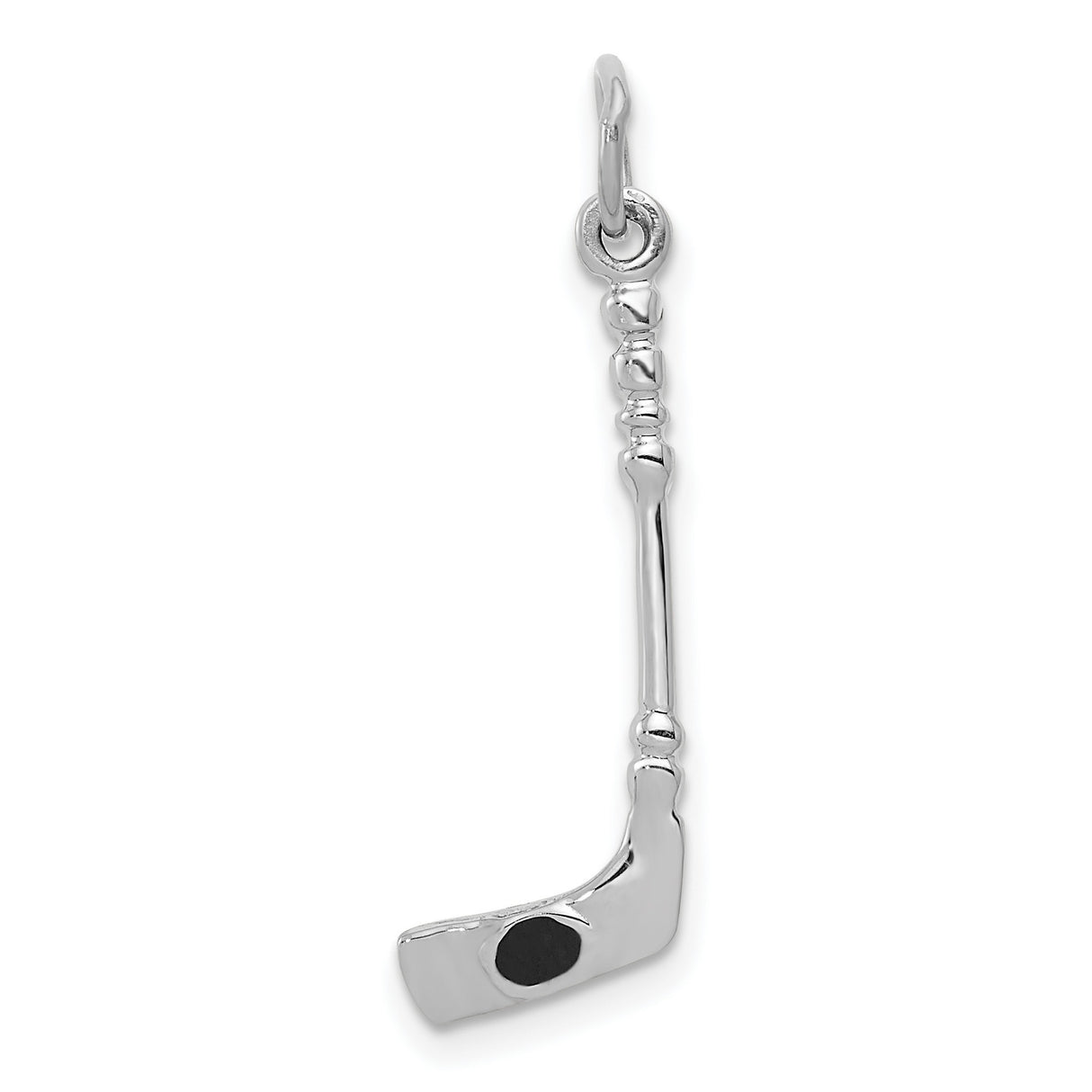 14k White Gold Hockey Stick with Puck Pendant, Unisex Sports Jewelry for Ice Hockey Fans