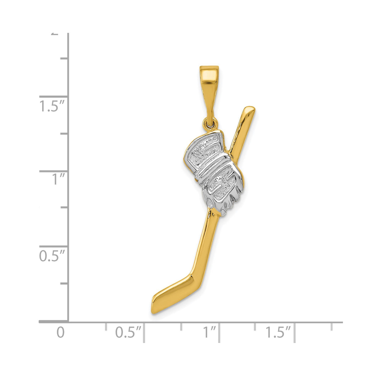14k Two-Tone Gold Hockey Pendant with Realistic Glove and Stick Design