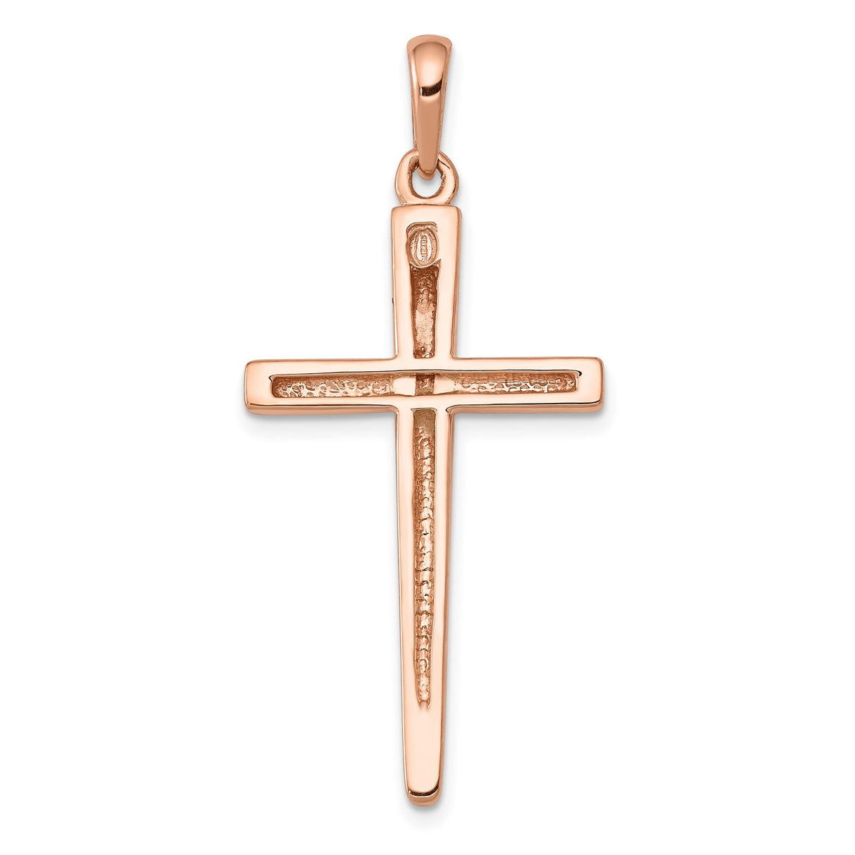 14k Rose Gold Cross Pendant Charm, Smooth Polished Finish, Unisex Religious Jewelry