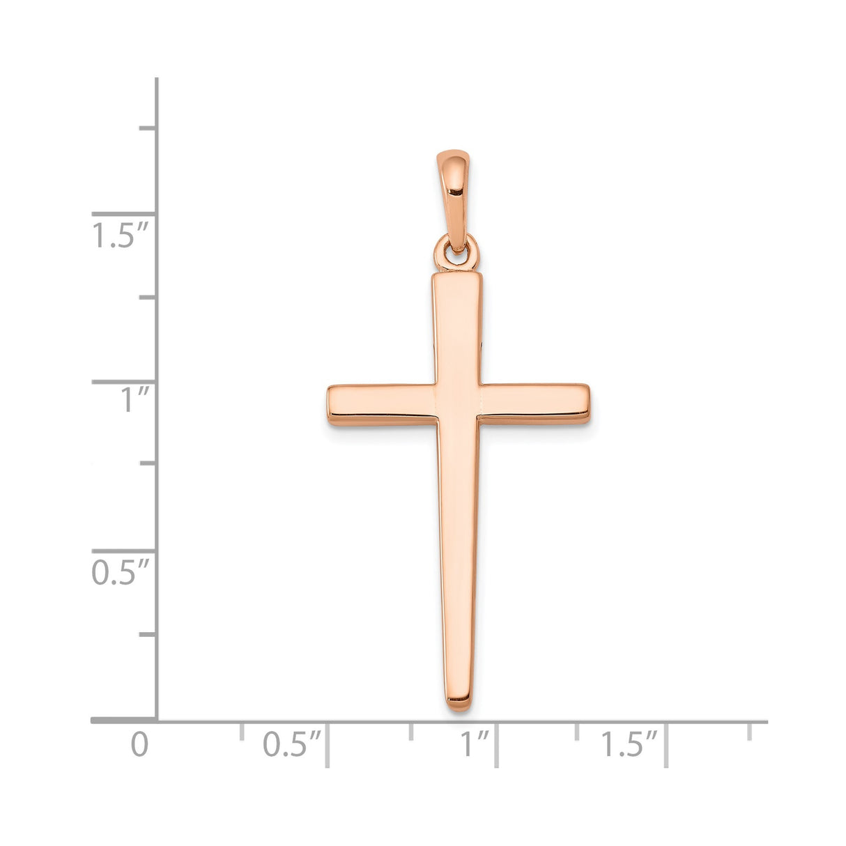 14k Rose Gold Cross Pendant Charm, Smooth Polished Finish, Unisex Religious Jewelry