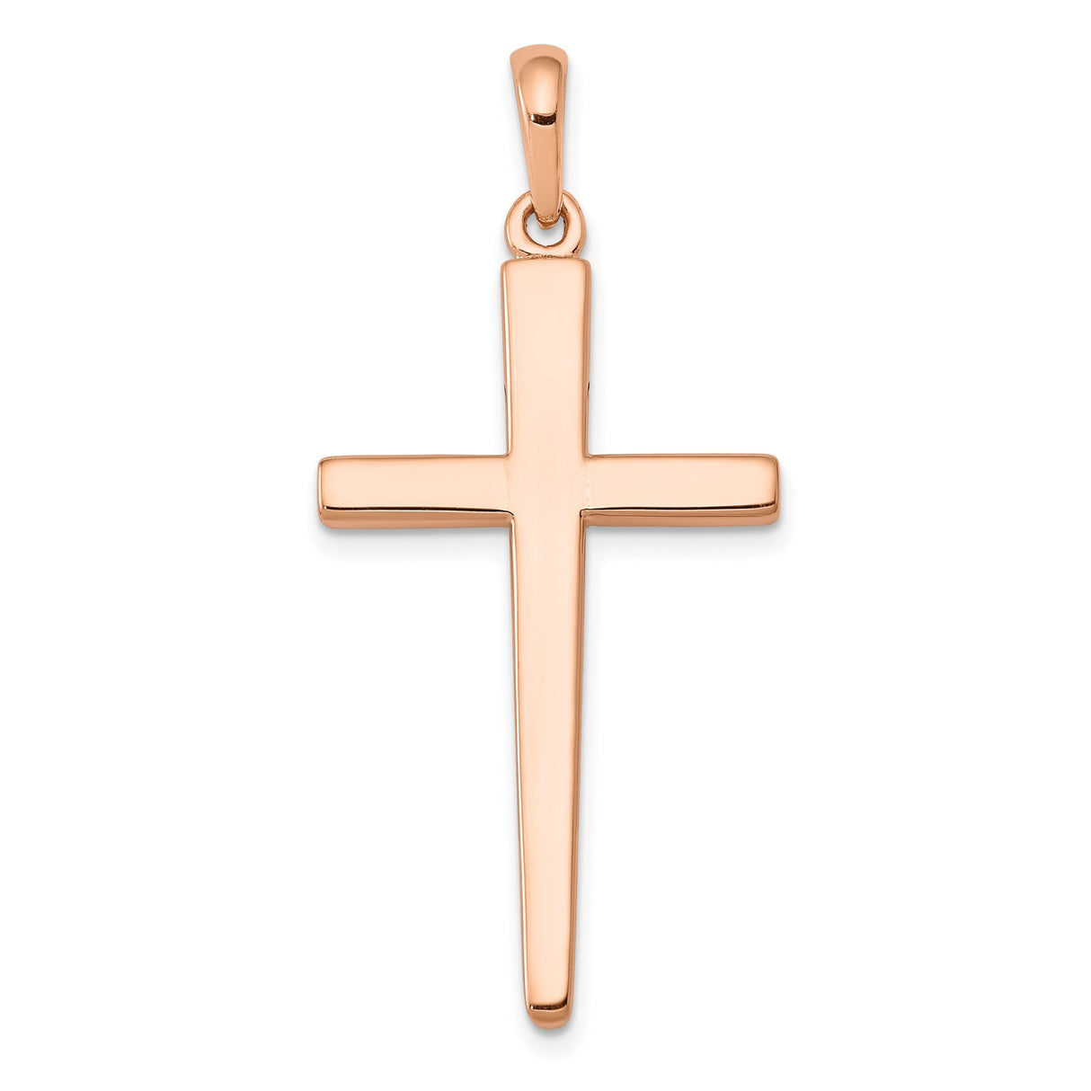 14k Rose Gold Cross Pendant Charm, Smooth Polished Finish, Unisex Religious Jewelry