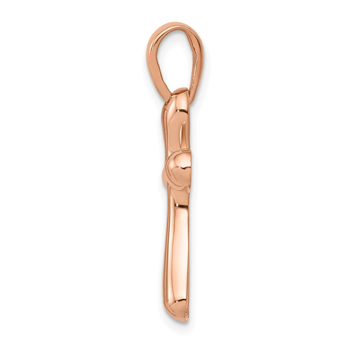14k Rose Gold Cross Pendant, Minimalist Latin Style with Rounded Edges for Men and Women